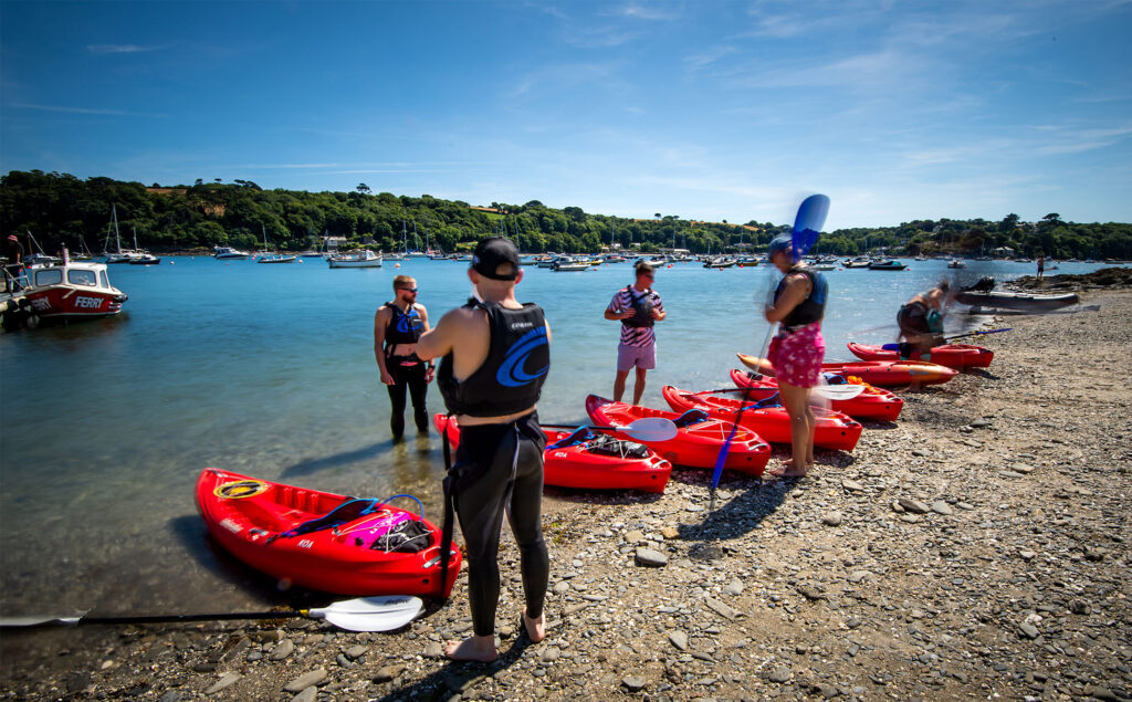 Group of kayakers getting ready to take a tour
