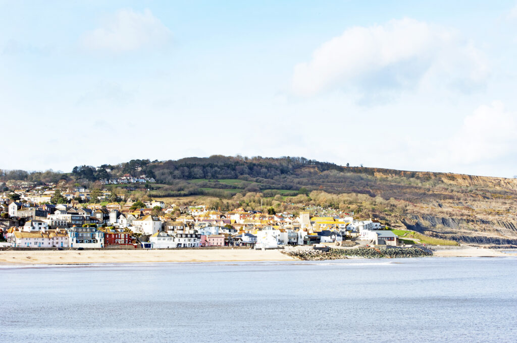 Colourful houses on the seafront in Lyme Regis, Dorset UK