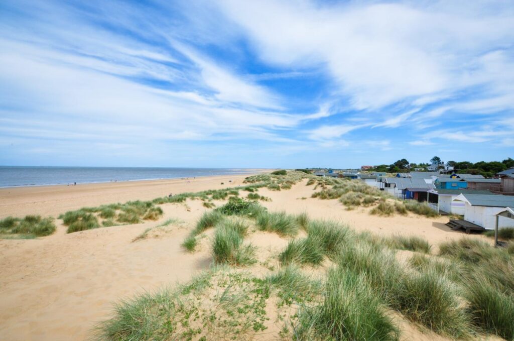Overlooking sand dunes on Hunstanton Beach