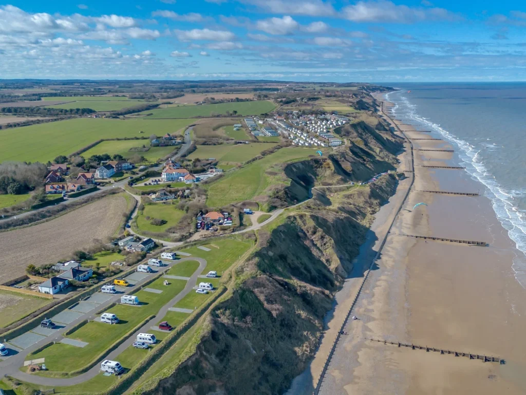 Aerial view of Mundesley beach in North Norfolk