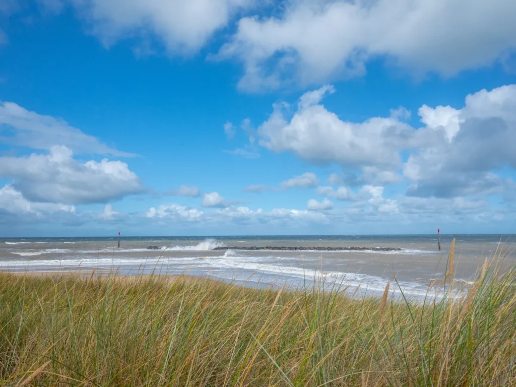 Sea Palling beach view from the sand dunes