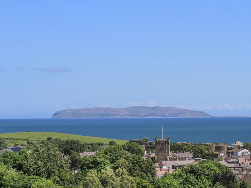 View of the castle by the sea in Beaumaris