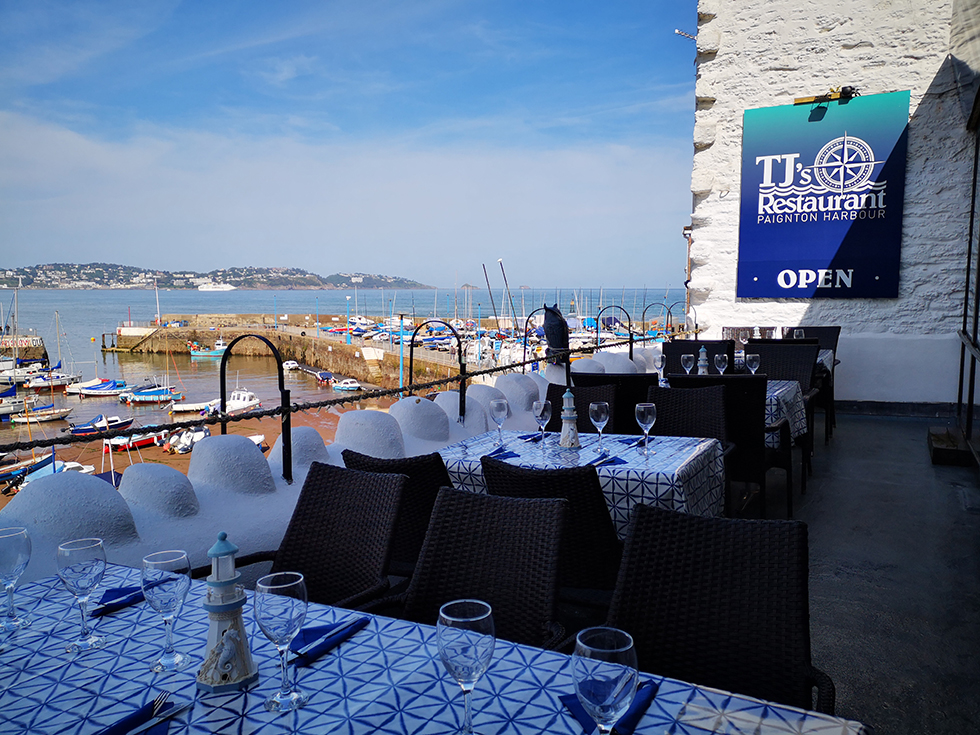 View from the terrace at TJ's Restaurant in Paignton harbour