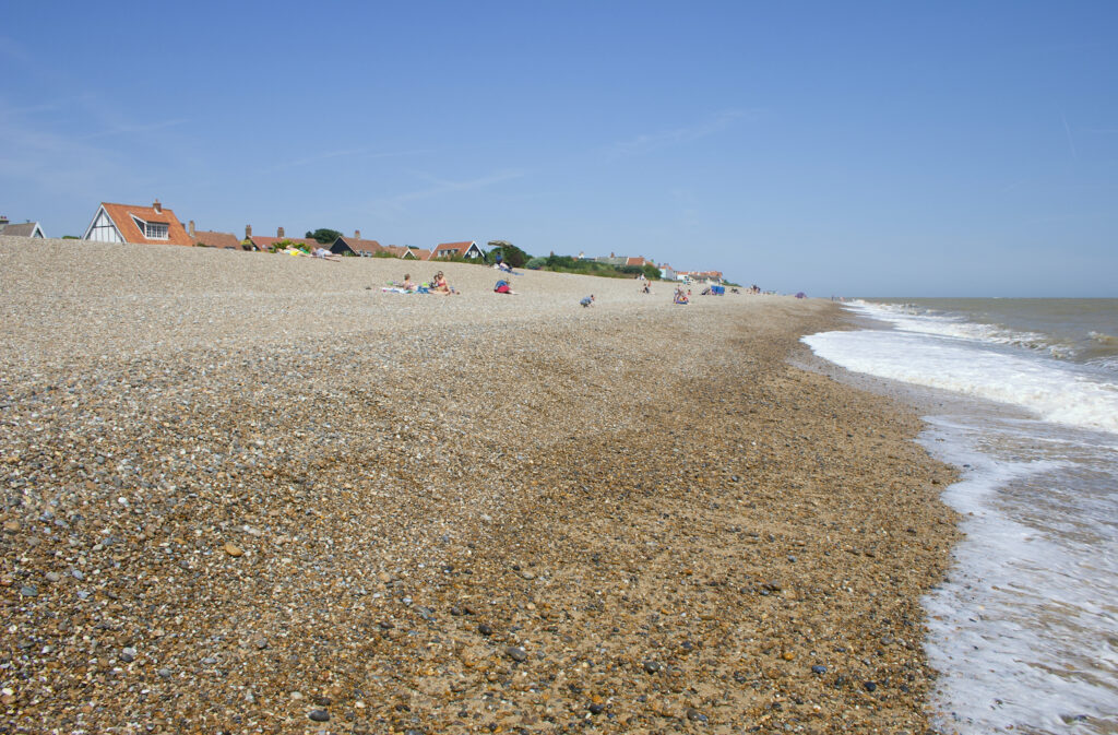Thorpeness shingle beach in Suffolk