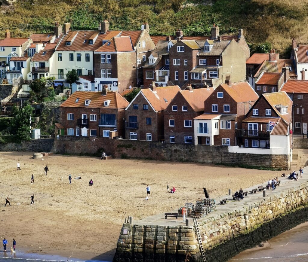 Row of beachfront cottages in Whitby, Yorkshire