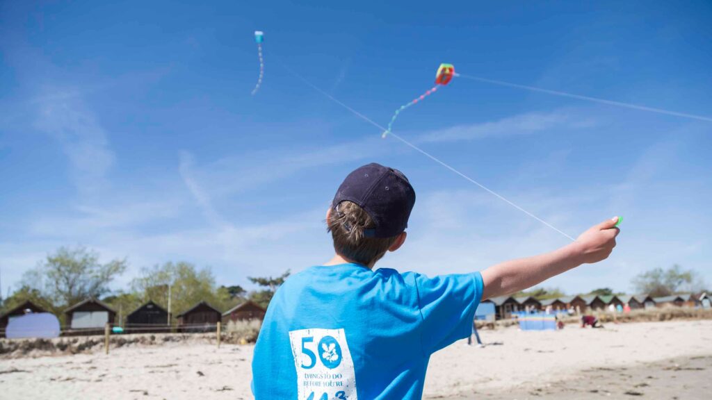Young boy flying a kite