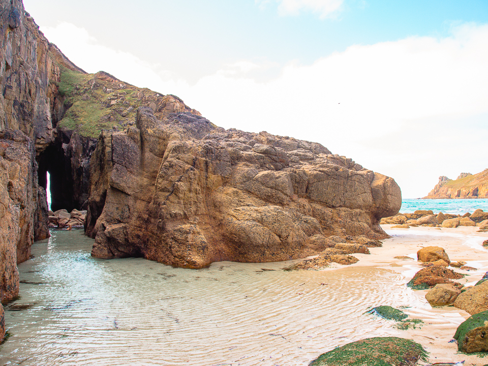 Sea caves at Nanjizal beach in Cornwall