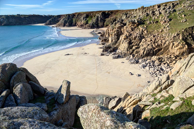 Pedn Vounder Beach on the Cornish Coast