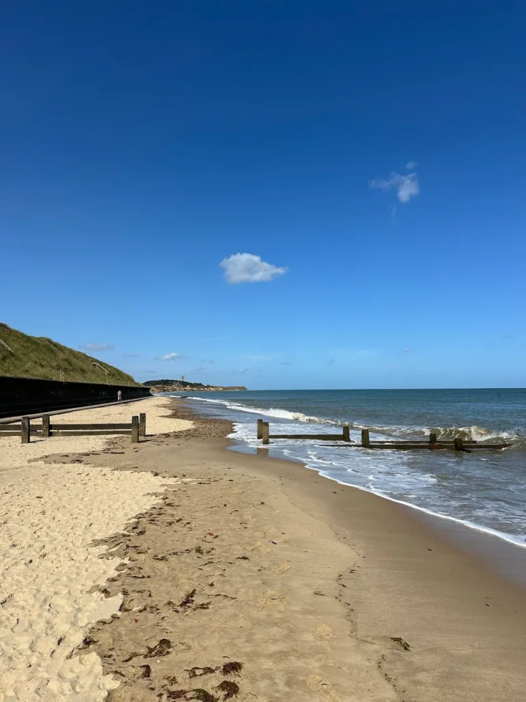 High tide on a sunny day on Cart Gap Beach