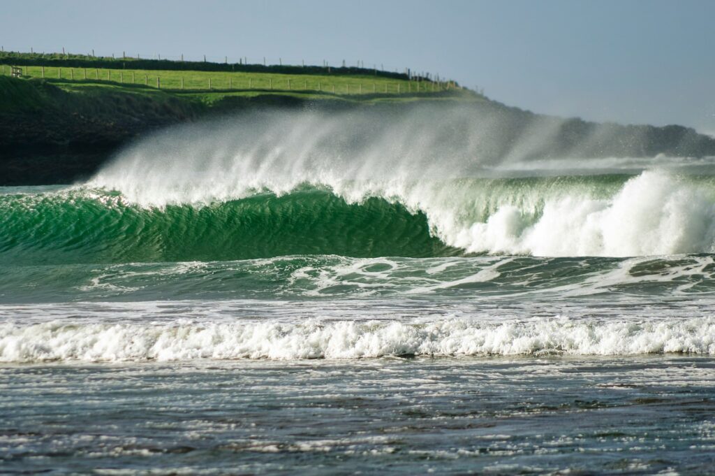 Powerful waves breaking on the Gower Peninsula in Wales