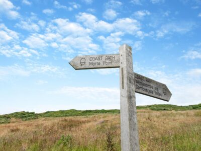 Signage for North Devon coastal path near Woolacombe